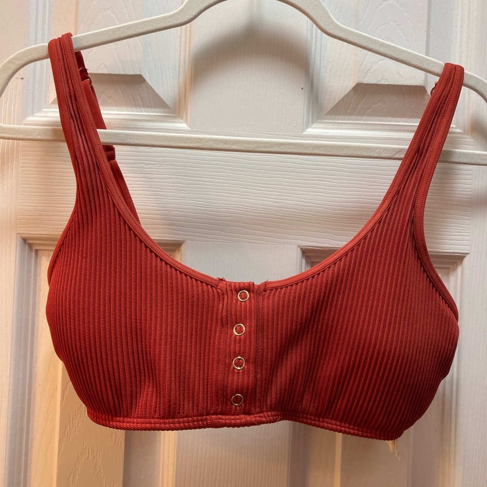 Hollister Bikini Top Ribbed Swim scoop neck with Snaps bikini top